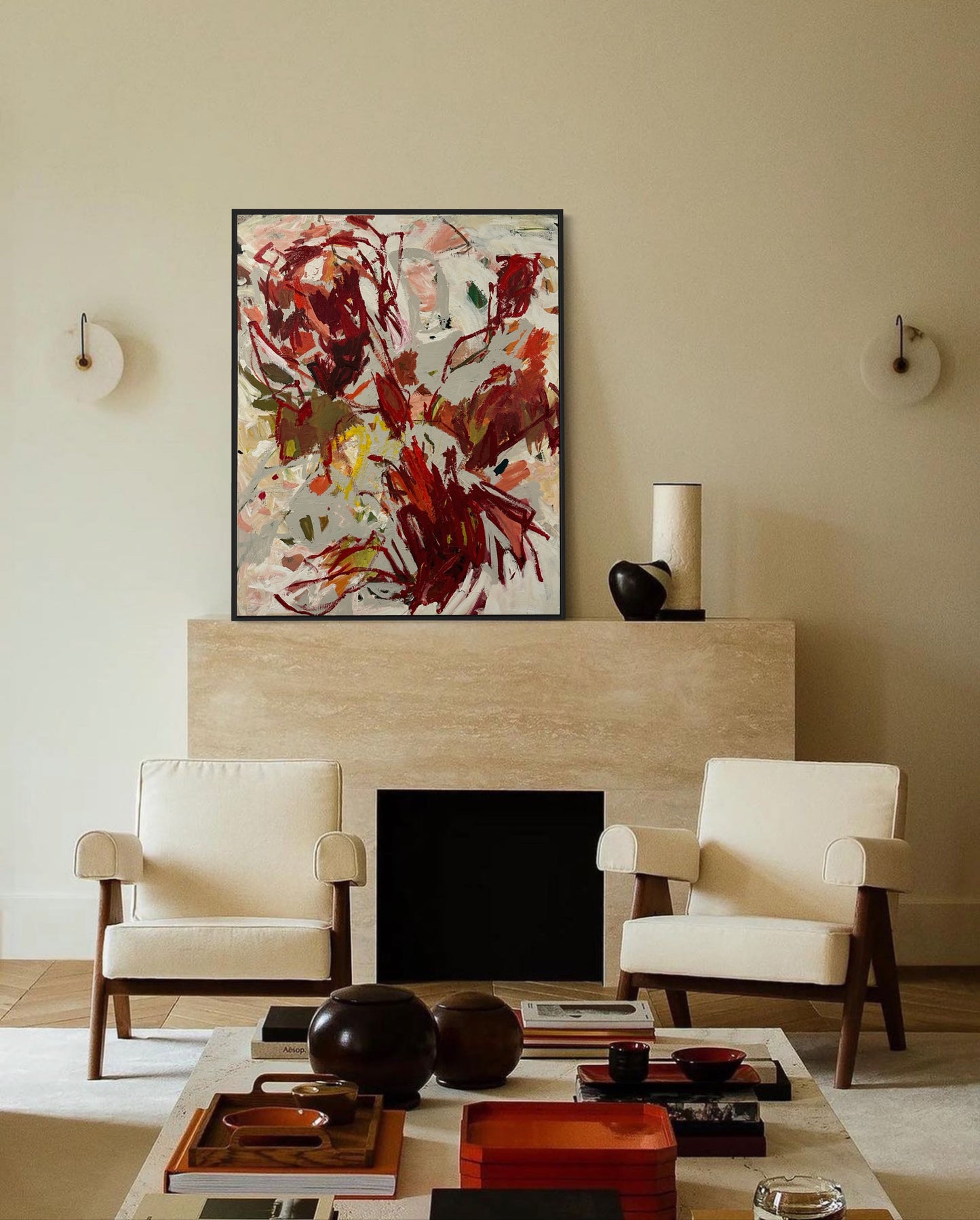 48x60” Red Abstract I